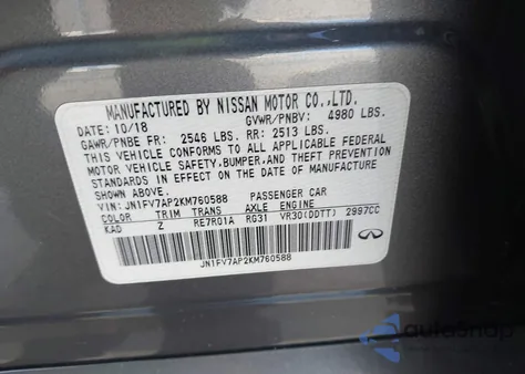 2019 Infiniti Q50 3.0T Red Sport 400 z USA, uszkodzony, nr VIN JN1FV7AP2KM760588